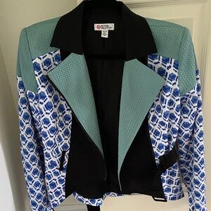 Peter Pilotto Women's Blue and Aqua Patterned Blazer